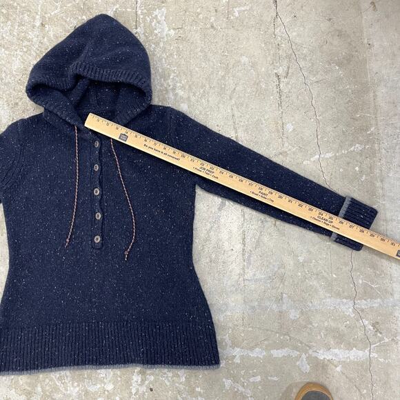 Patagonia Ranchito Hoodie Womens M Blue Flecked Knit Henley Sweater Pullover - Picture 11 of 14